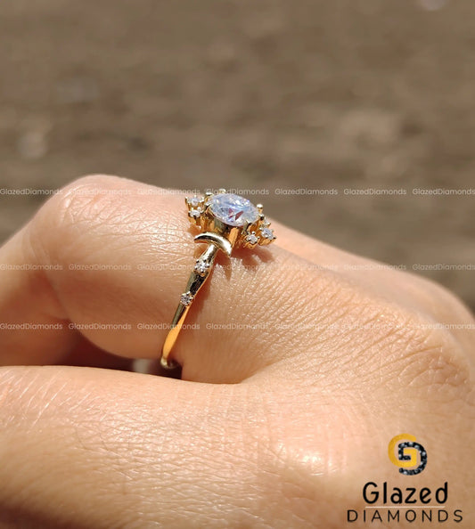 VVS Moissanite Moon Ring for Her