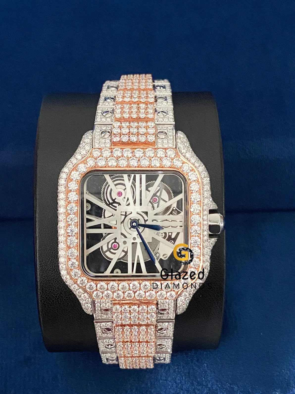 VVs Moissanite Diamonds Studded Stainless Steel Hip Hop Watch