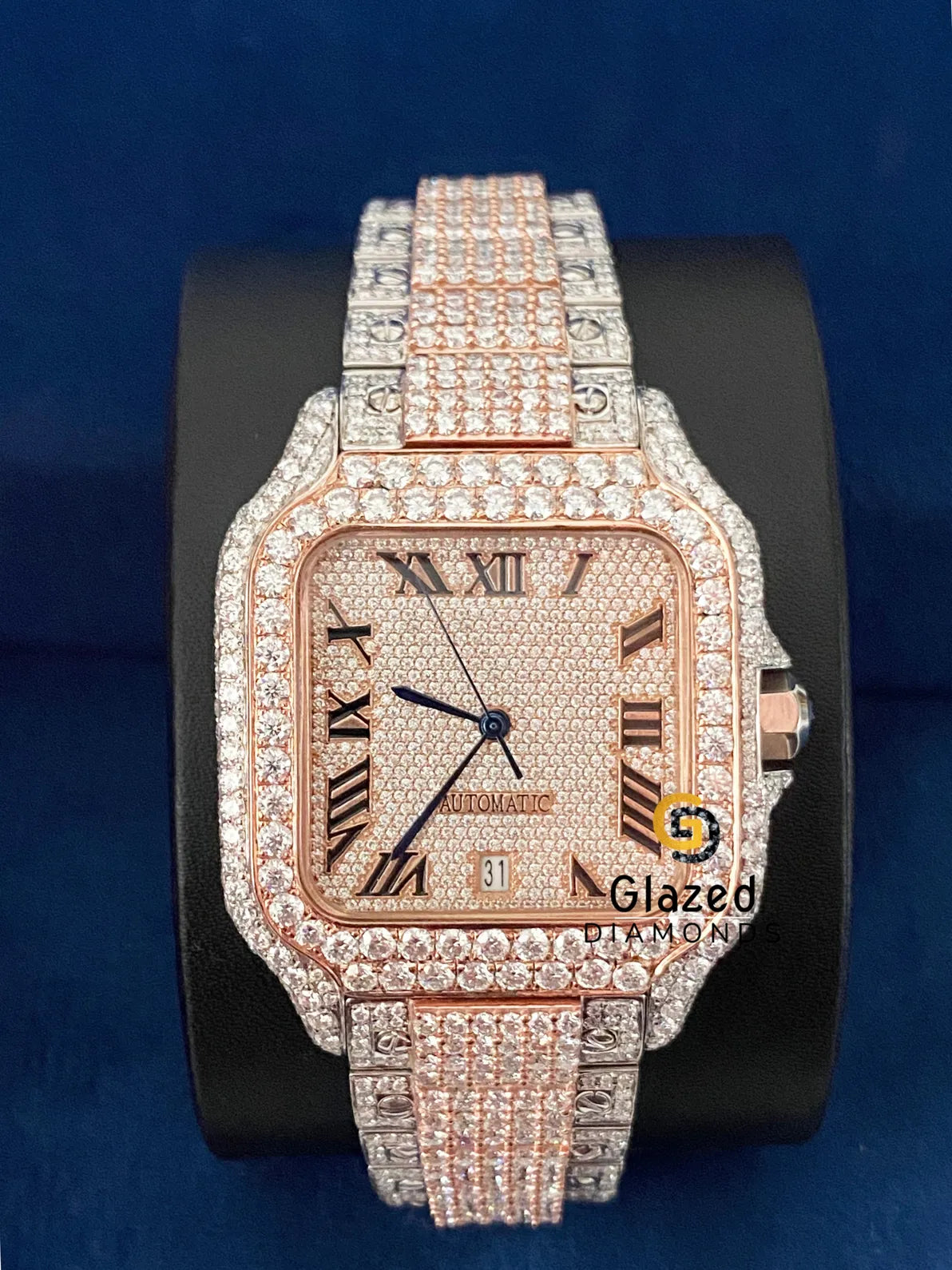 VVs Moissanite Fully Iced Out Two Tone Hip Hop Watch