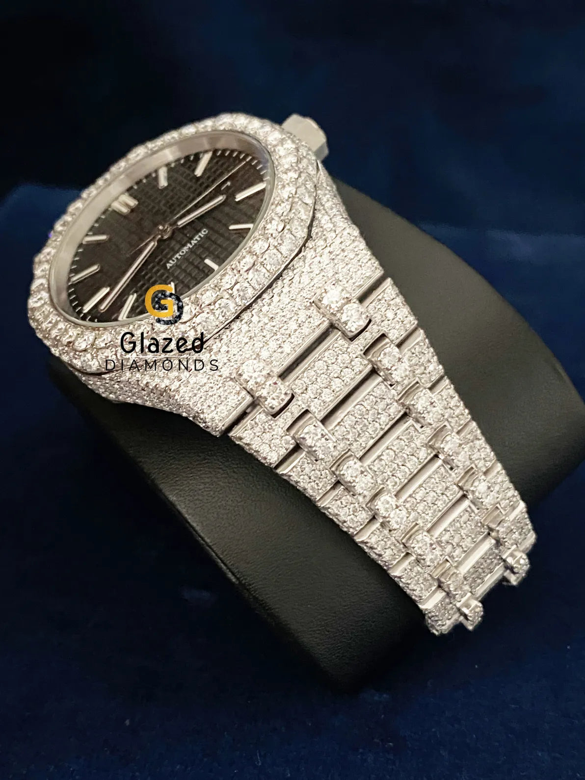 VVs Moissanite Stainless Steel Diamond Studded Hip Hop Watch