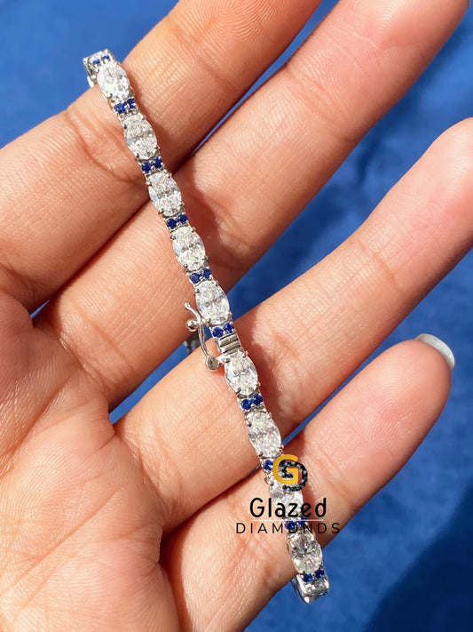 VVs Oval Moissanite Tennis Link Hip Hop Bracelet