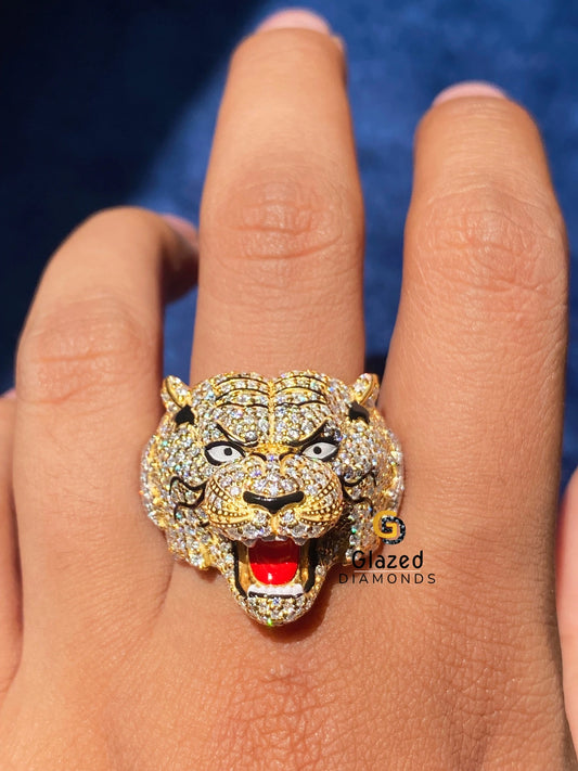 VVs Round Moissanite Customized Tiger Hip Hop Ring