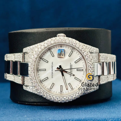 VVs Round Moissanite Stick Dial Hip Hop Watch