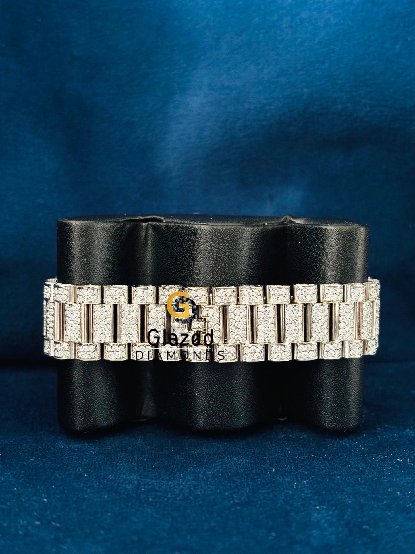 Mens White Dial DayDate Iced Out Moissanite Watch