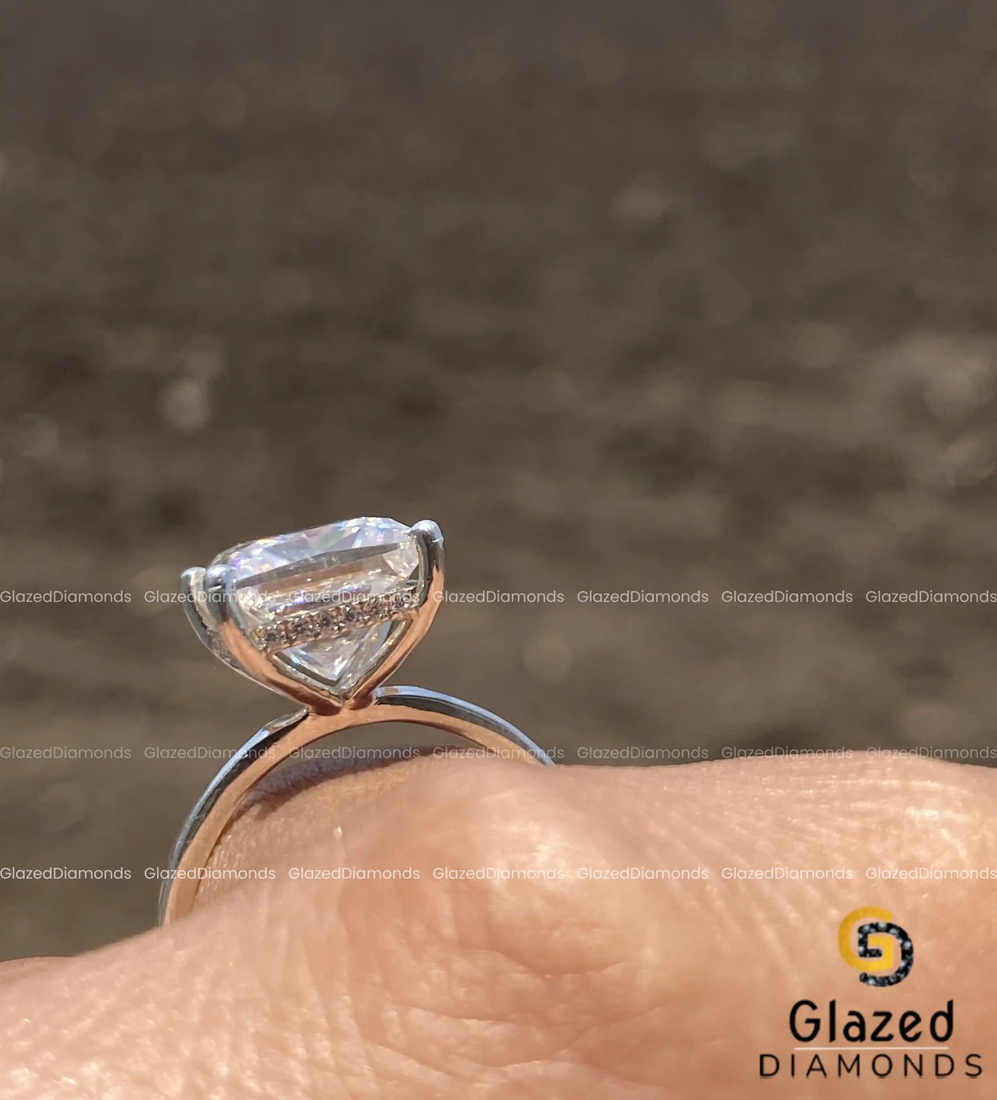 6 CT Princess Cut Moissanite Hidden Halo Engagement Ring For Women