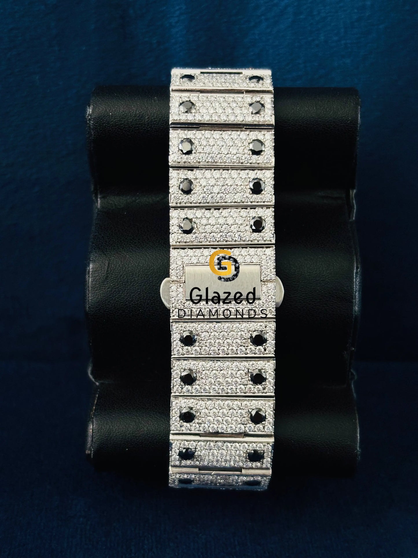 White Roman Number With Black Diamond Moissanite Watch