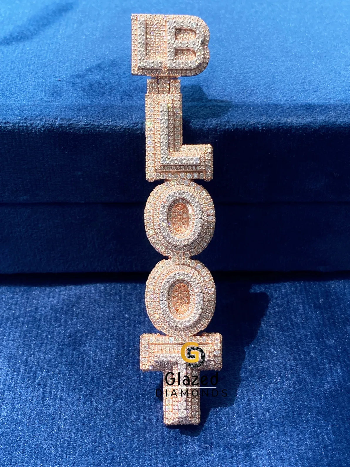 Yellow Plated Two Tone Round Moissanite Hip Hop Pendant