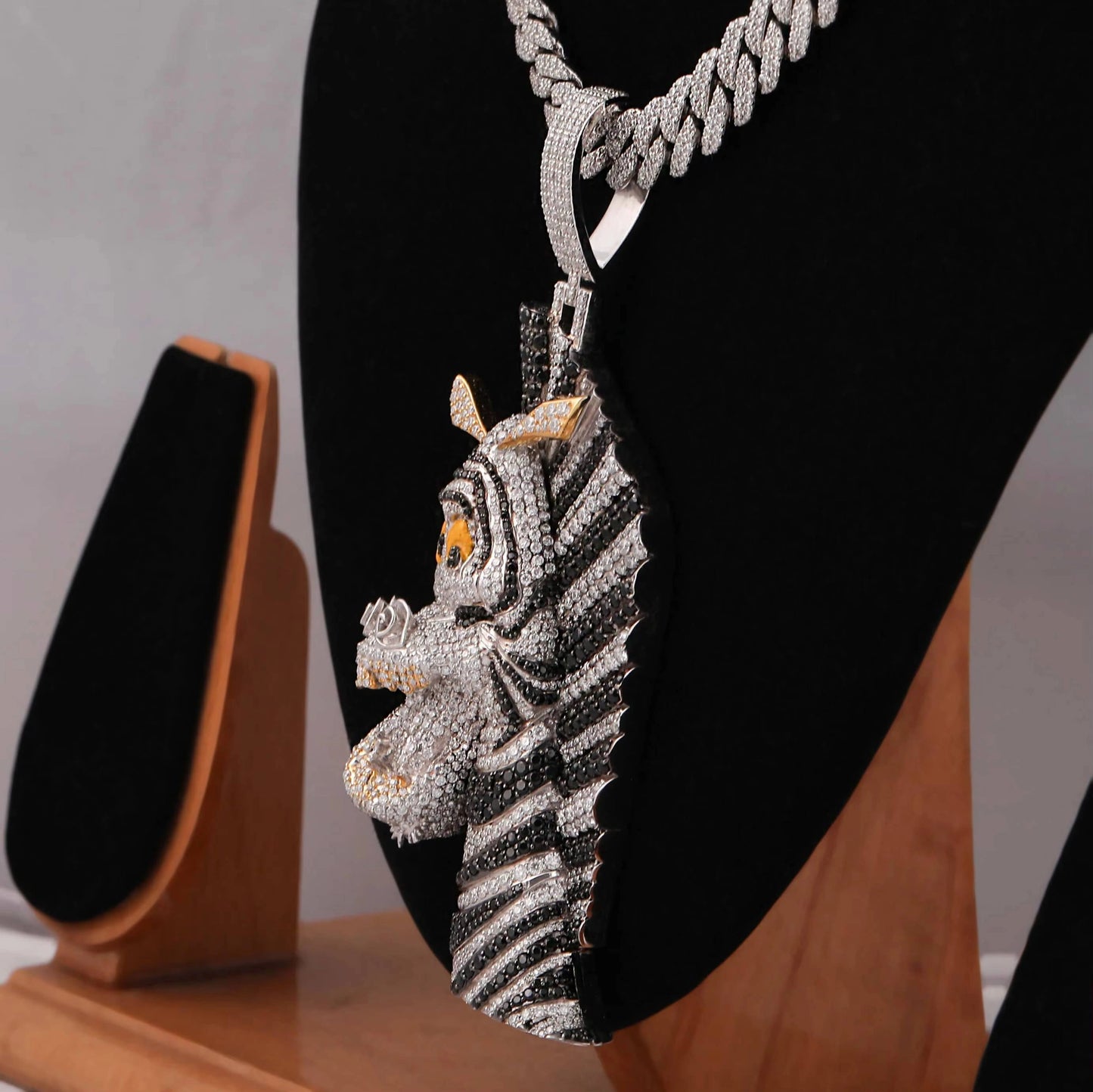 Zebra Face Moissanite pendant