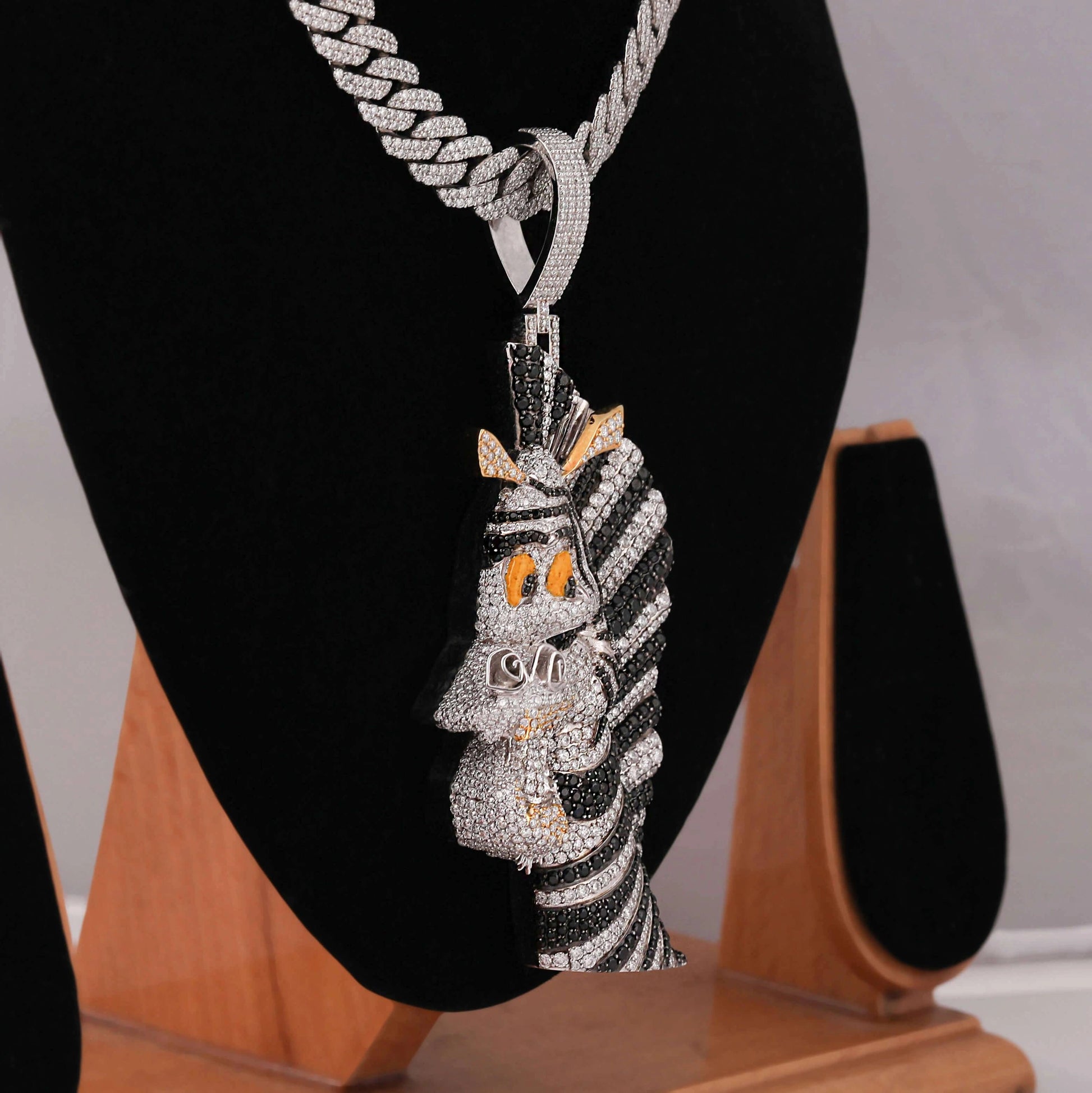 iced Out Zebra Moissanite Pendant