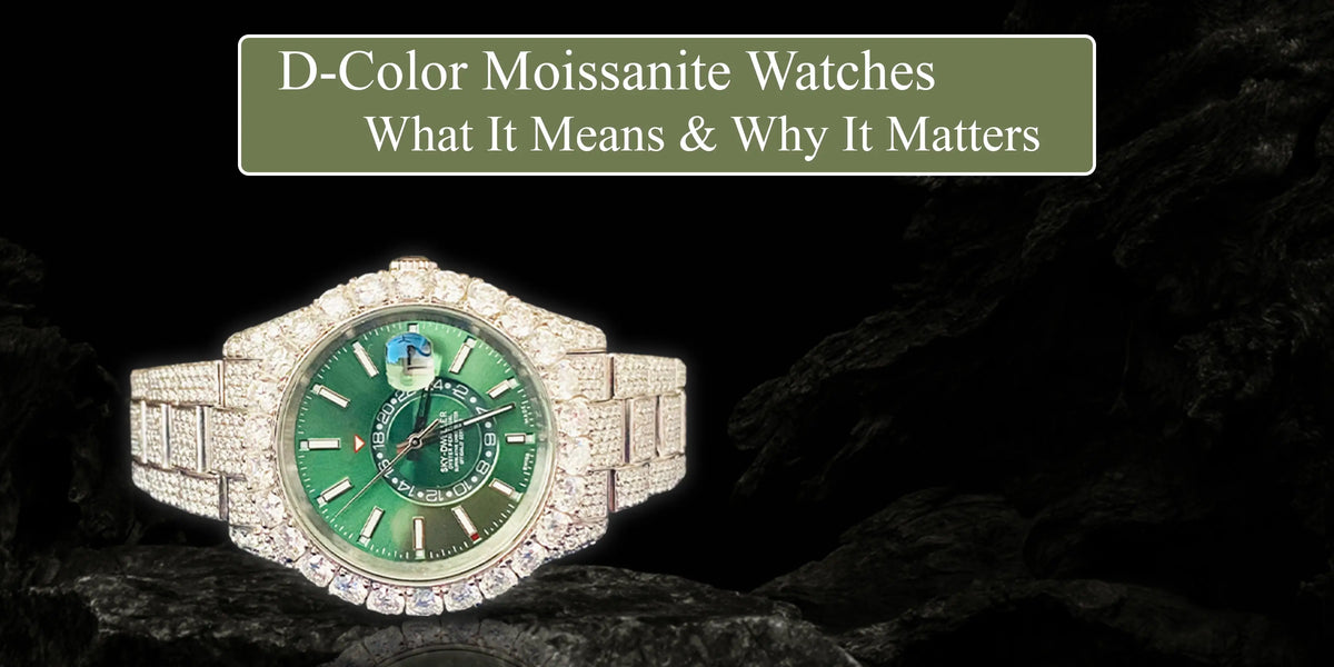 Luxury D-Color Moissanite Watch with green dial