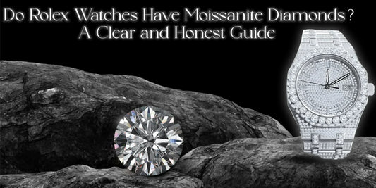 Moissanite watch with diamond on rocks
