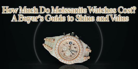 Luxury watch with moissanite stones showing Moissanite Watches Cost