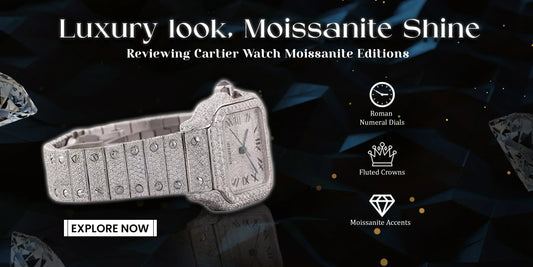 Cartier watch moissanite edition with Roman dial and full diamond shine