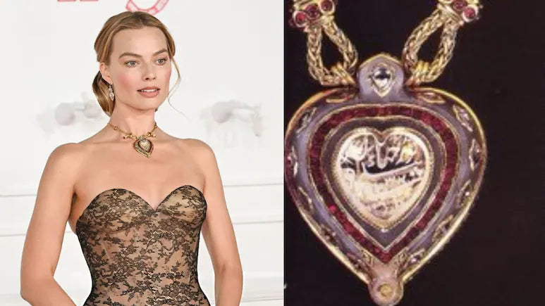 Margot Robbie Taj Mahal Necklace historic heart-shaped gemstone