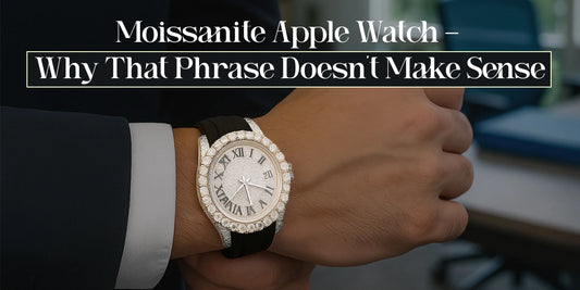 Moissanite Apple Watch with sparkling diamond-like design on wrist