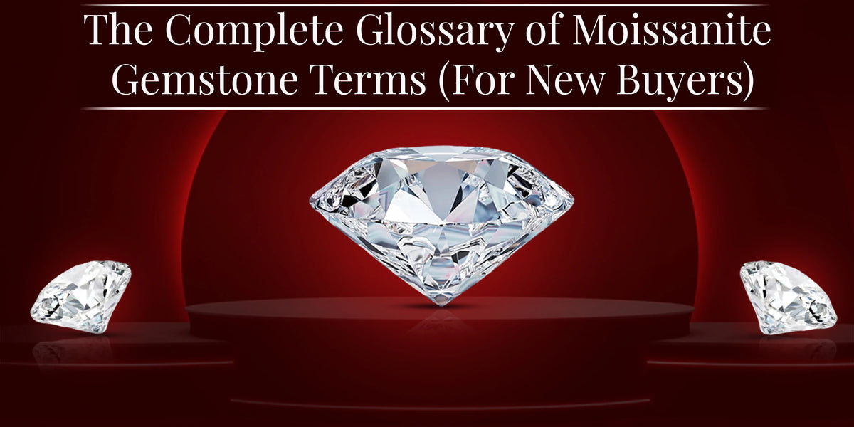 Sparkling Moissanite gemstone on red background for buyers guide