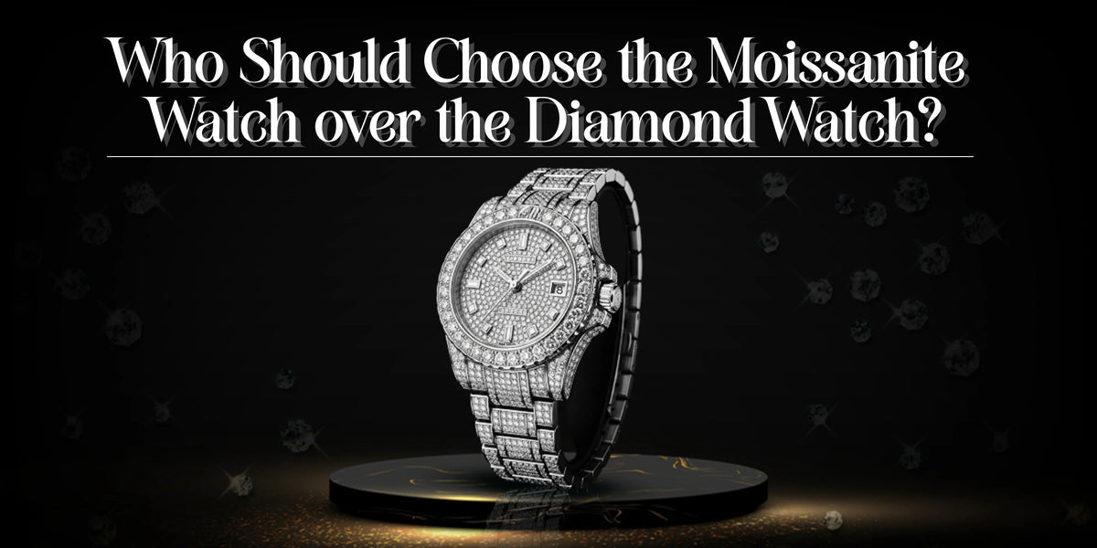 Moissanite watch with diamond detailing