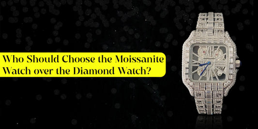 Moissanite watch with diamond detailing