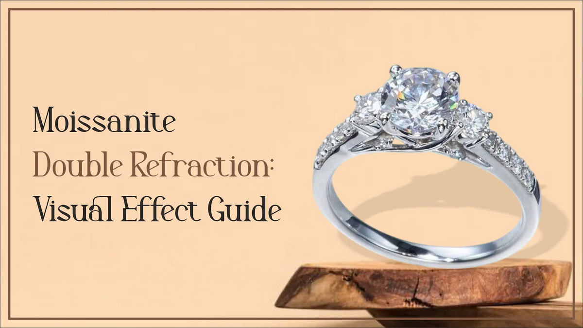 Moissanite double refraction visual effect shown in engagement ring sparkle