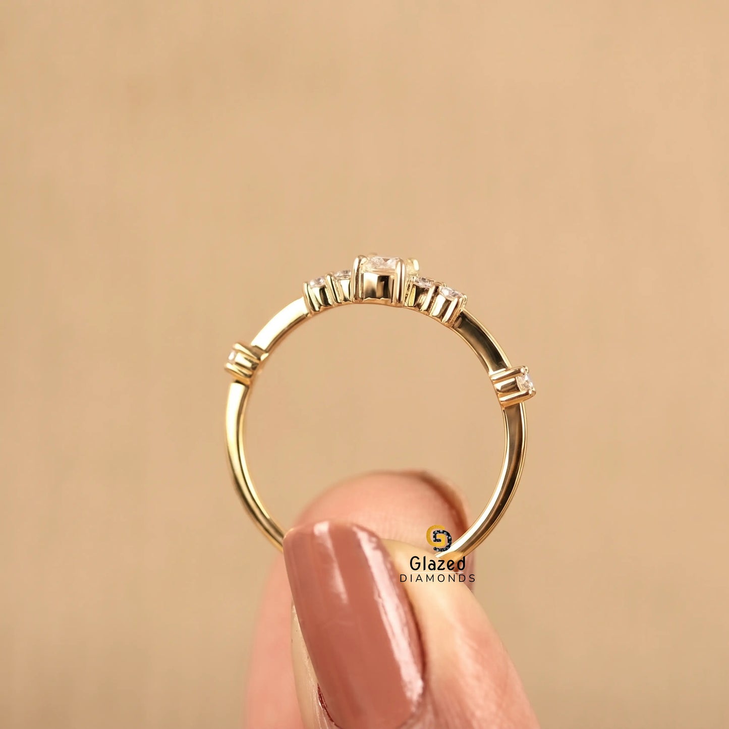 0.50 CT Emerald Cut Lab Diamond Pave Band Wedding Ring For Women