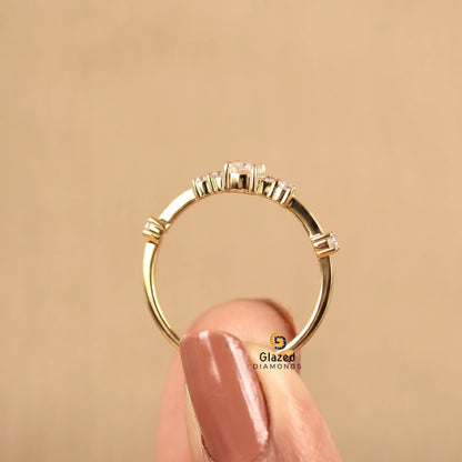 0.50 CT Emerald Cut Lab Diamond Pave Band Wedding Ring For Women