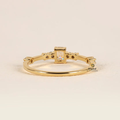 0.50 CT Emerald Cut Minimalist Lab Diamond Ring For Women