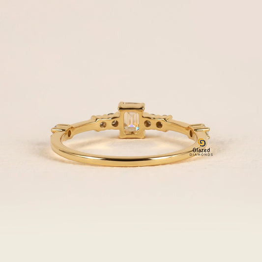 0.50 CT Emerald Cut Minimalist Lab Diamond Ring For Women