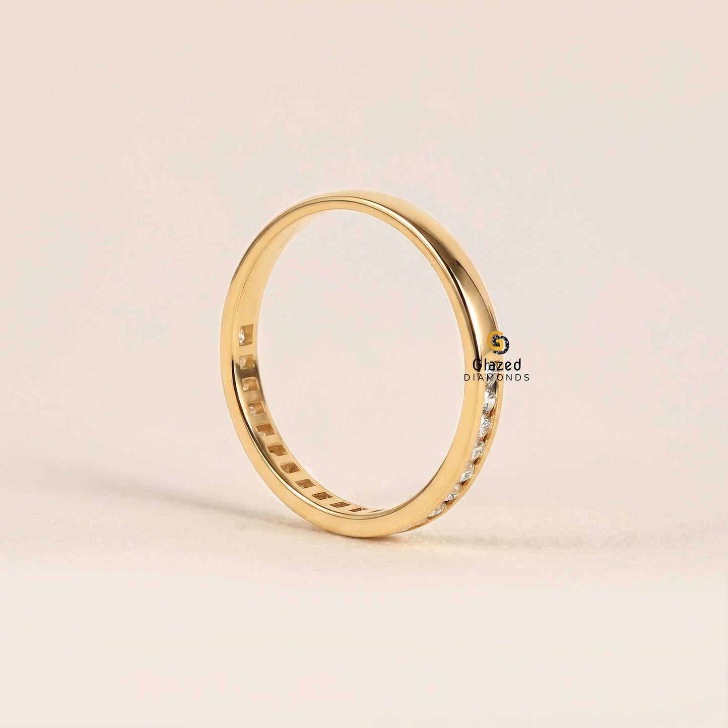 0.8CT Round Cut Lab Diamond Channel Setting Wedding Band
