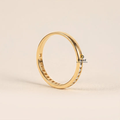0.8CT Round Cut Lab Diamond Channel Setting Wedding Band