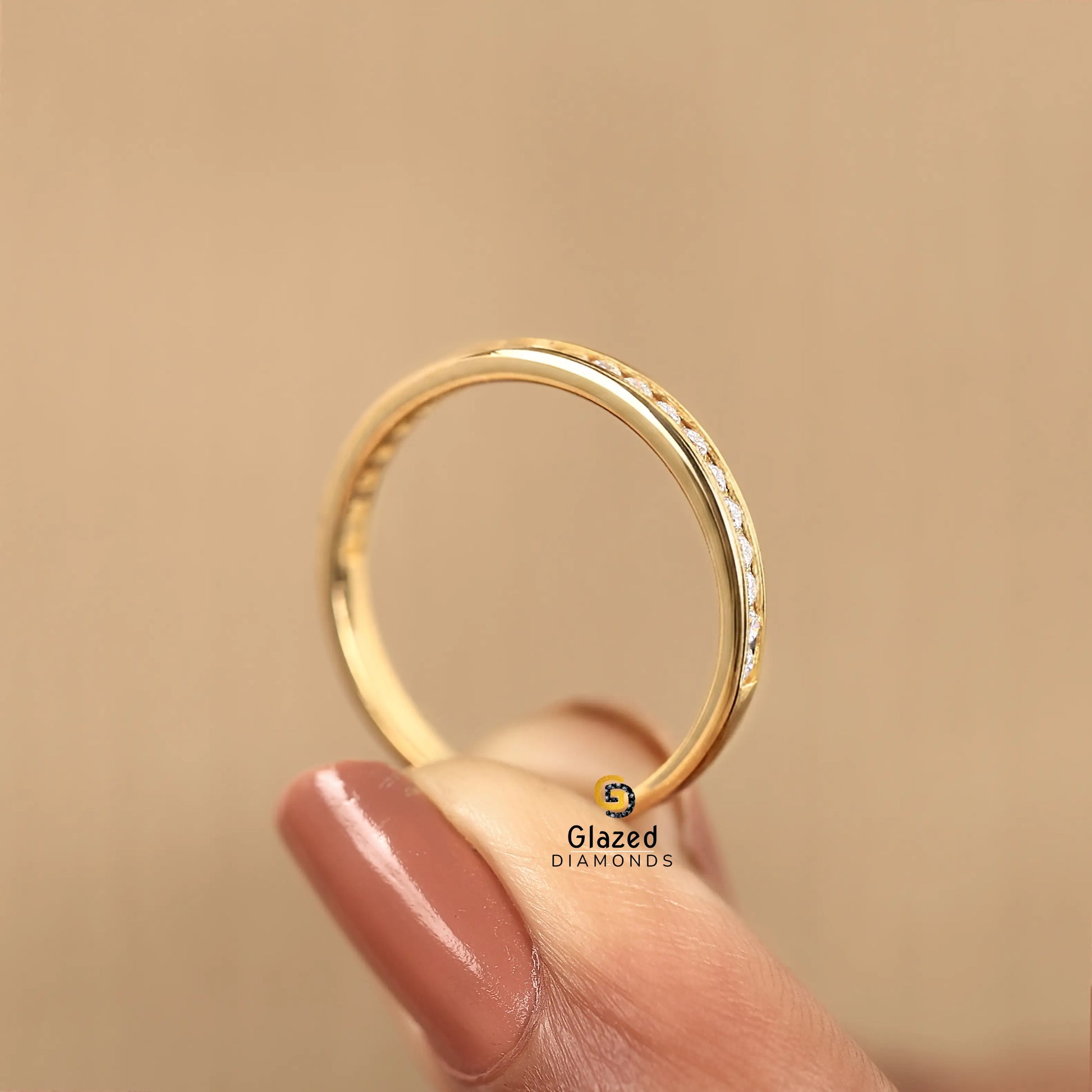 0.8CT Round Cut Lab Diamond Half Eternity Wedding Band