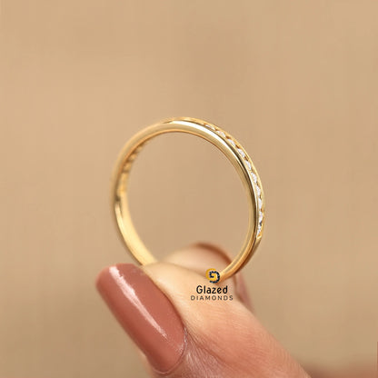 0.8CT Round Cut Lab Diamond Half Eternity Wedding Band