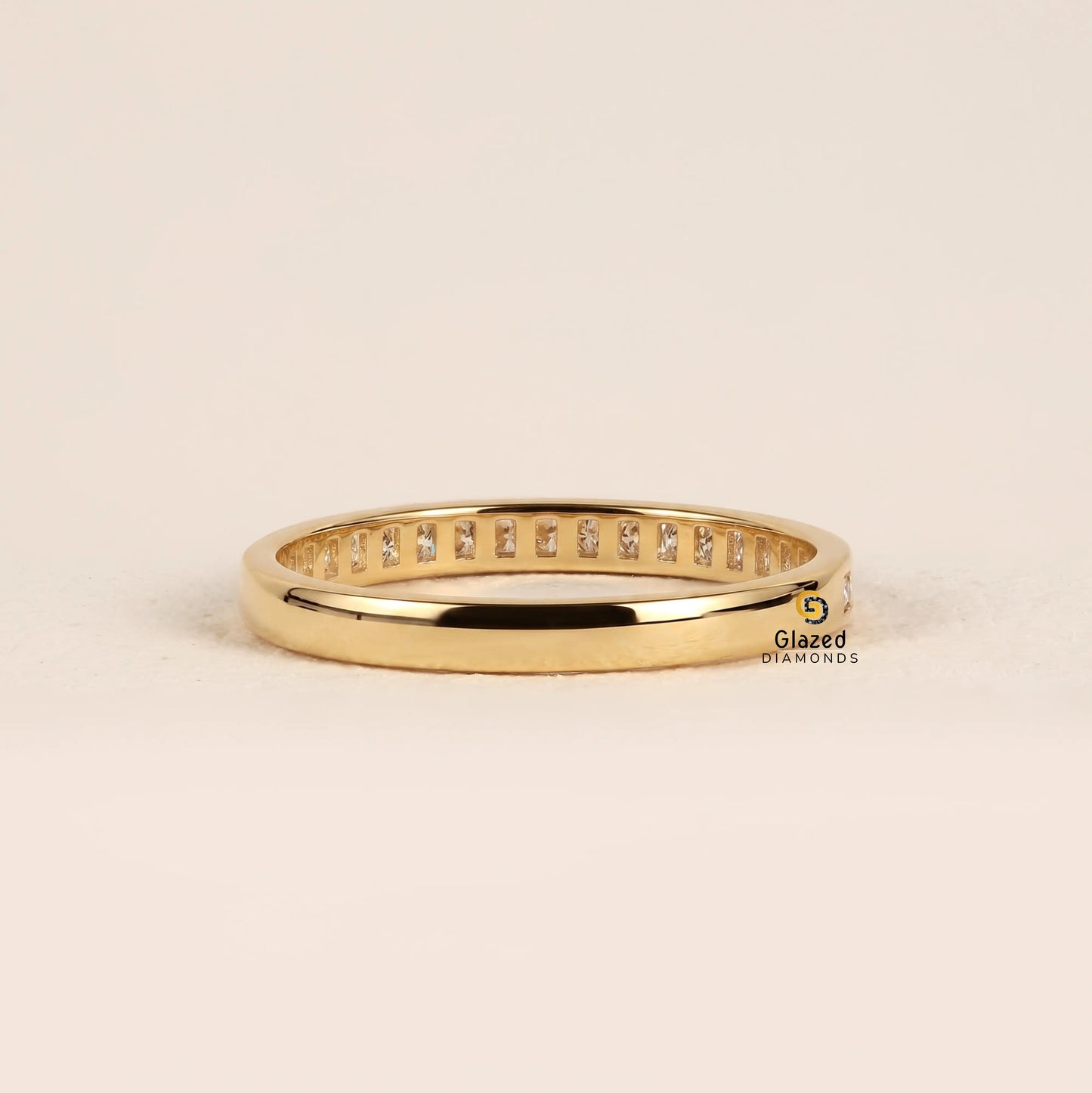 0.8 CT Round Cut Lab Diamond Channel Setting Wedding Band For Women