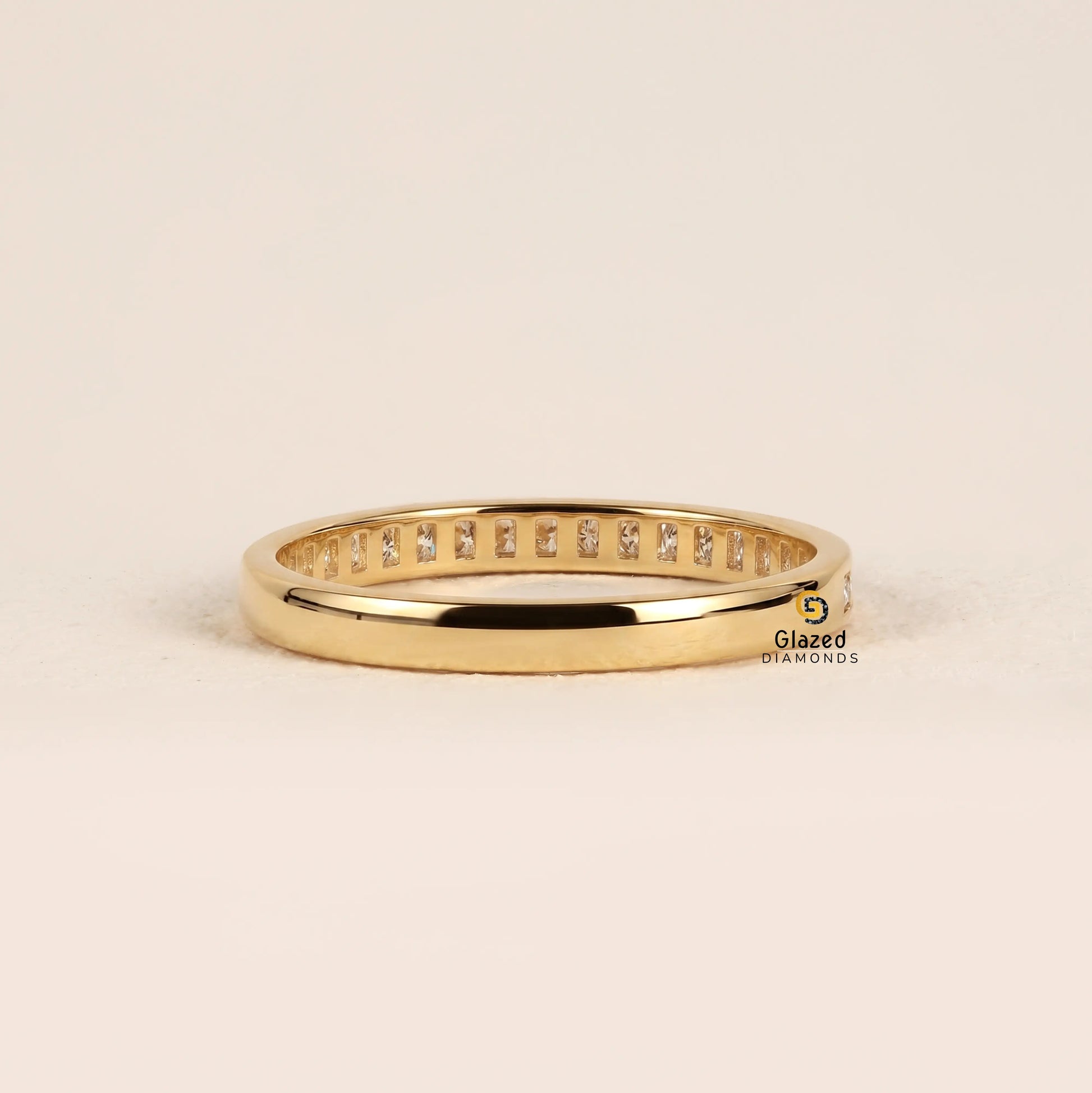 0.8 CT Round Cut Lab Diamond Channel Setting Wedding Band For Women