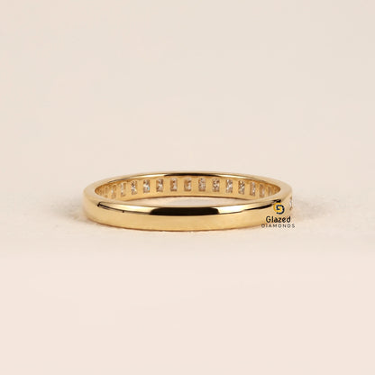 0.8 CT Round Cut Lab Diamond Channel Setting Wedding Band For Women