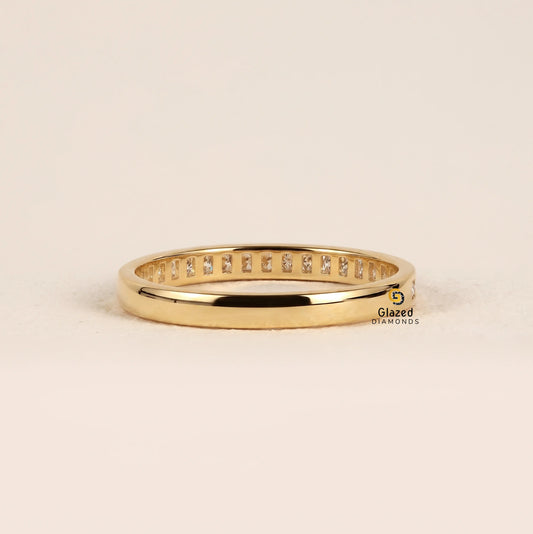 0.8 CT Round Cut Lab Diamond Channel Setting Wedding Band For Women