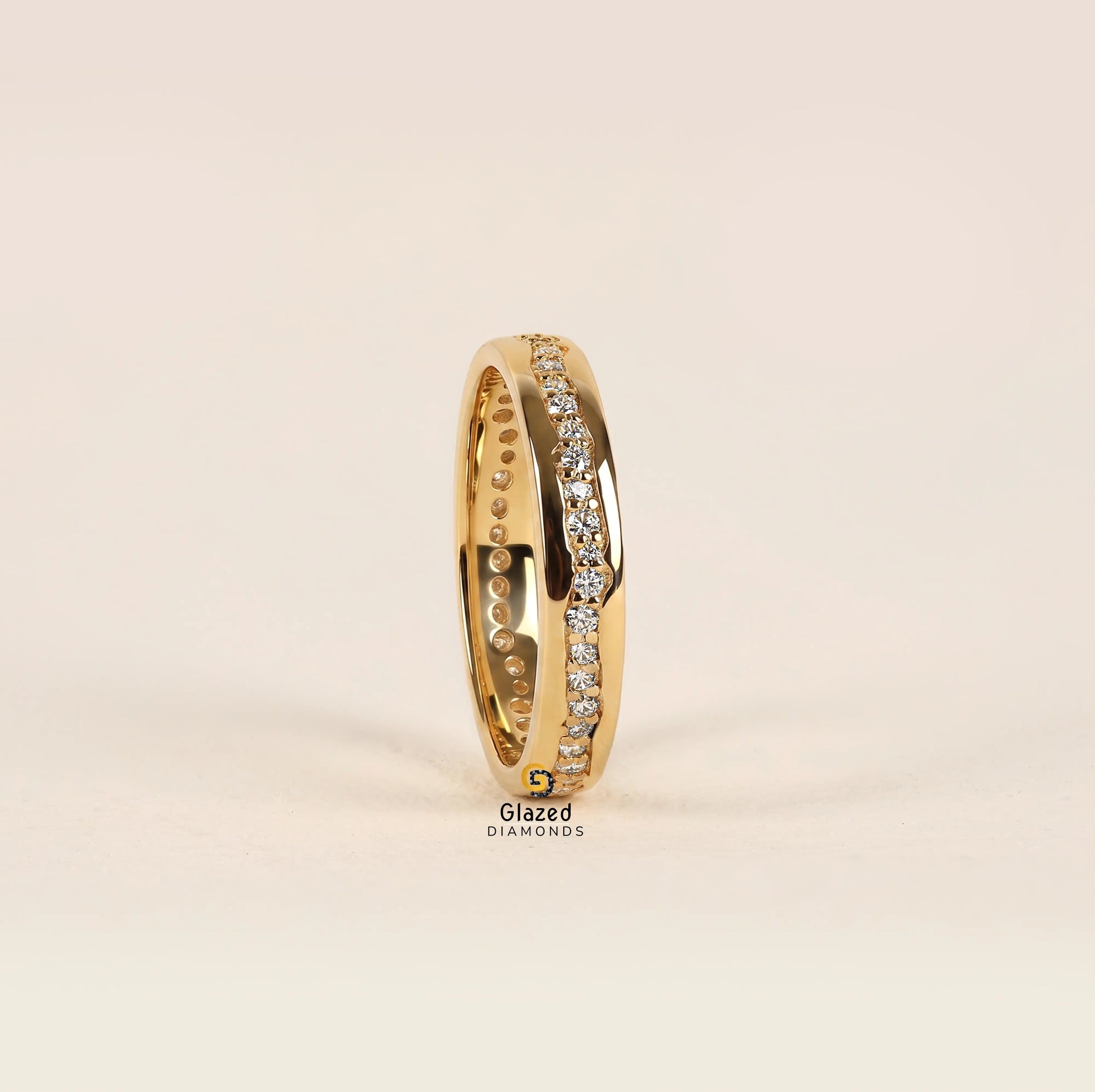 0.8 Round Cut Lab Diamond Channel Setting Band