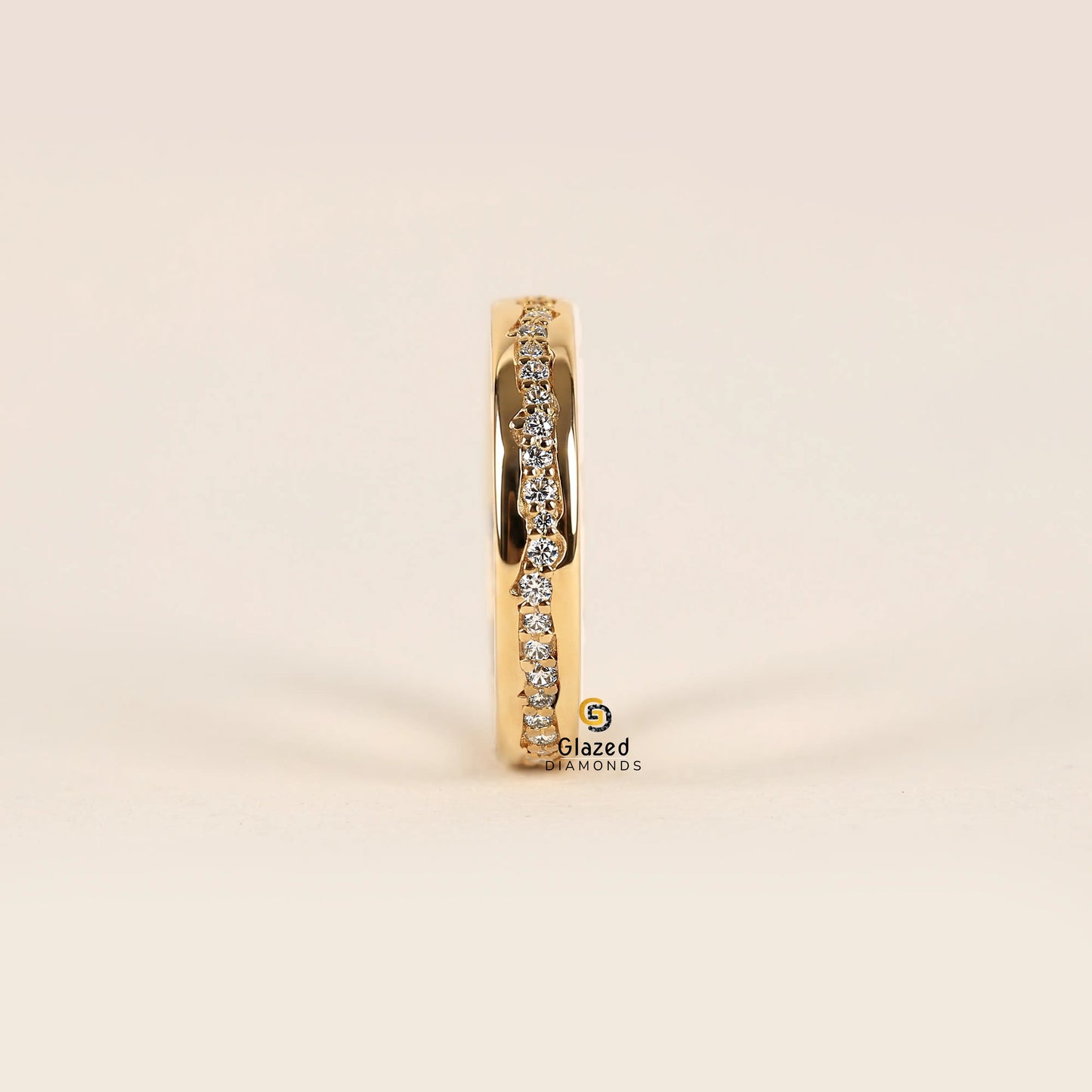 0.8 Round Cut Lab Diamond Channel Setting Band For Women