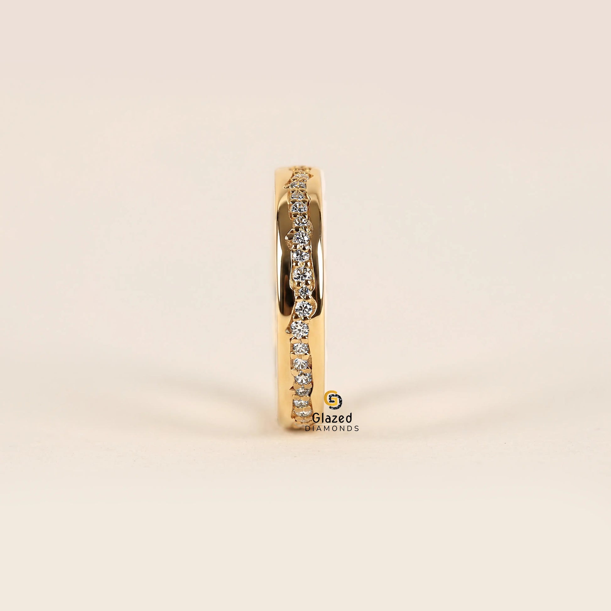 0.8 Round Cut Lab Diamond Channel Setting Band For Women