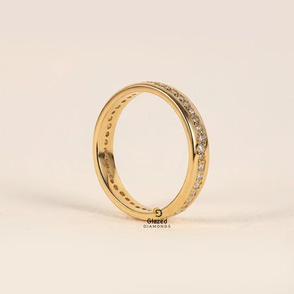 0.8 Round Cut Lab Diamond Channel Setting Wedding Band