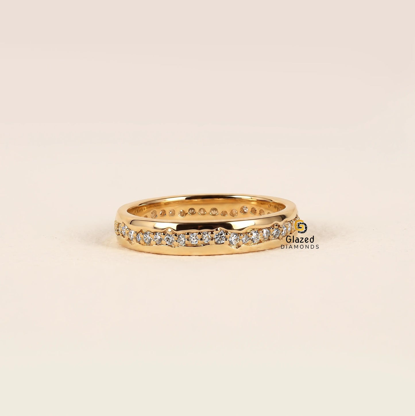 0.8 Round Cut Lab Diamond Channel Setting Wedding Band For Women