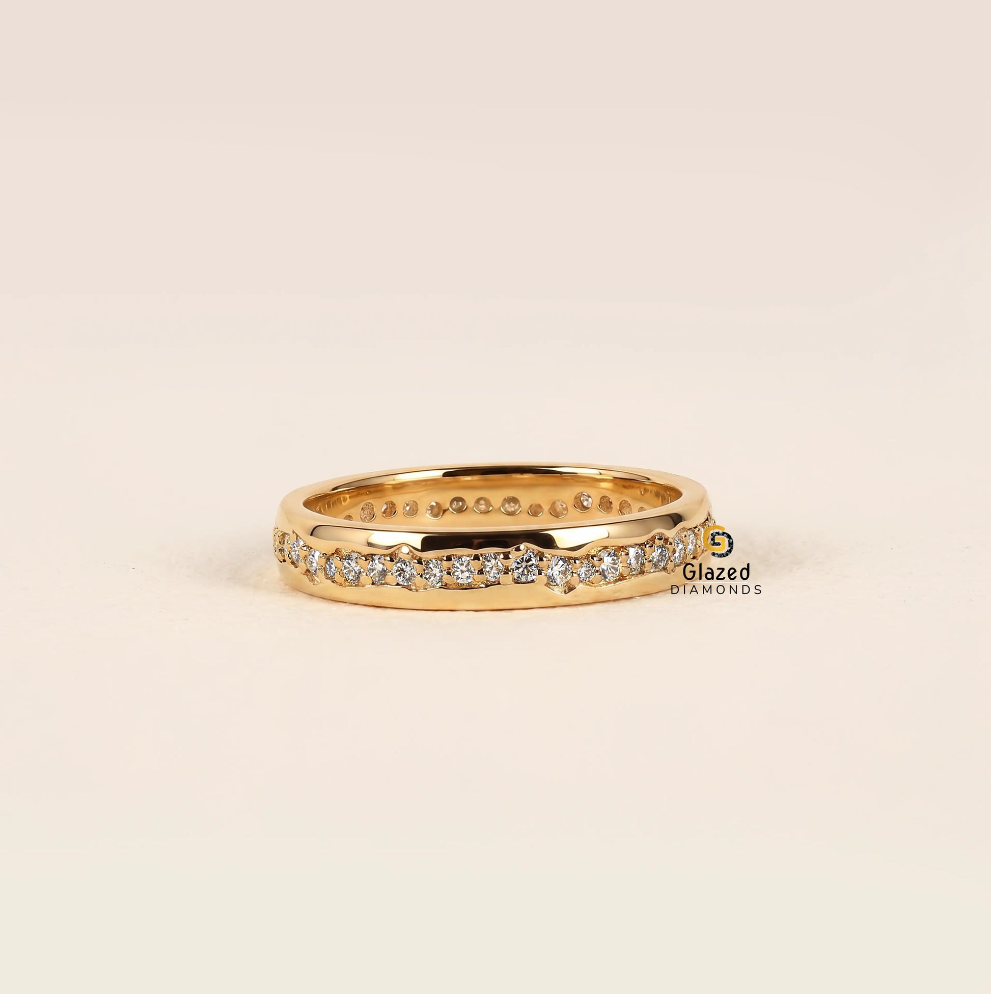 0.8 Round Cut Lab Diamond Channel Setting Wedding Band For Women