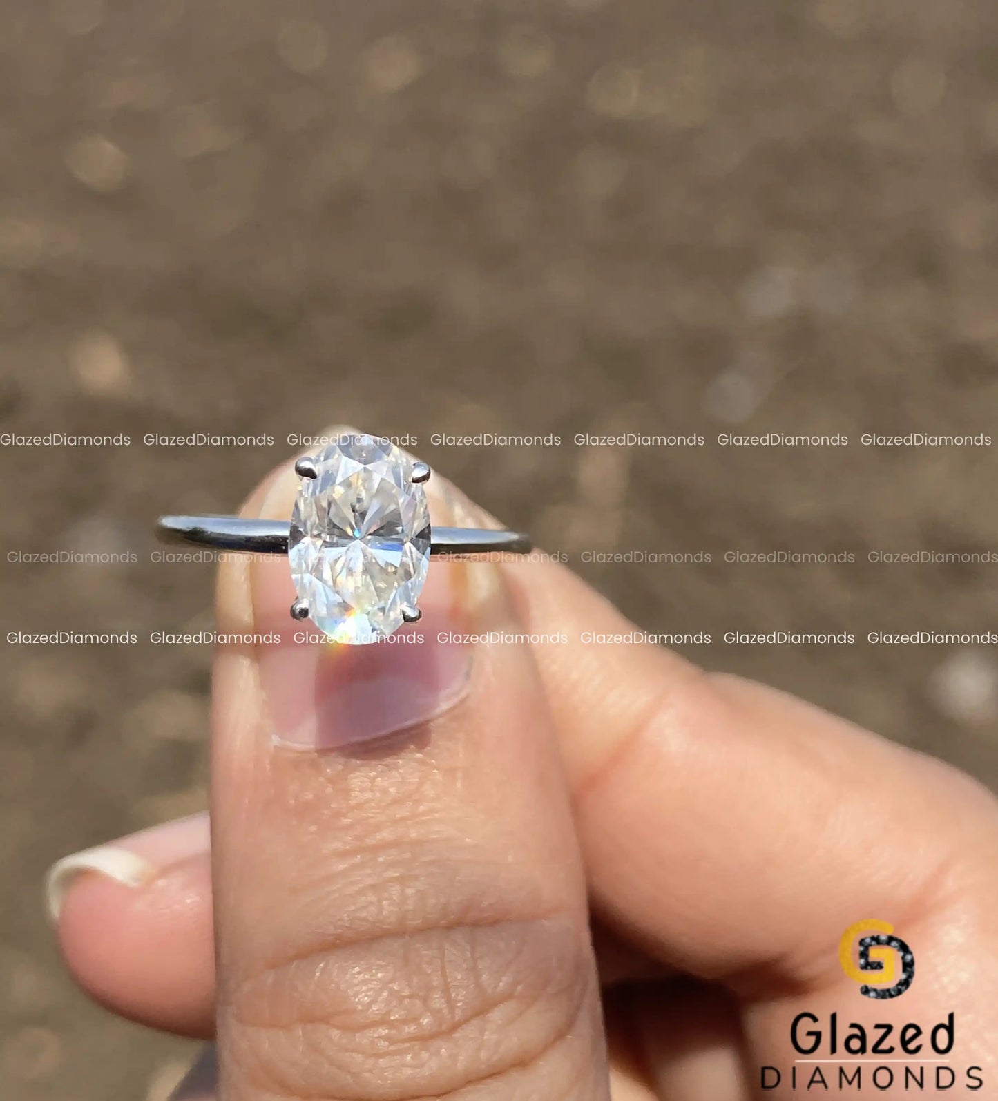 1.5CT Oval Cut Moissanite Solitaire Engagement Ring For Women