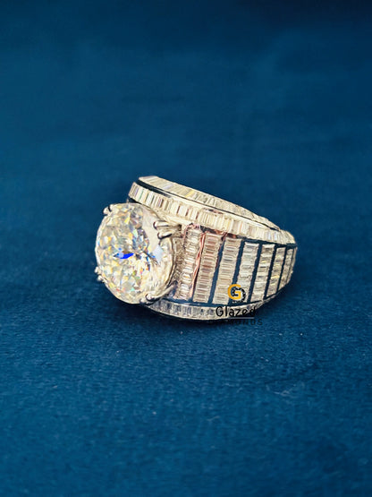 10CT Portuguese Cut Baguette Moissanite Hip Hop Ring
