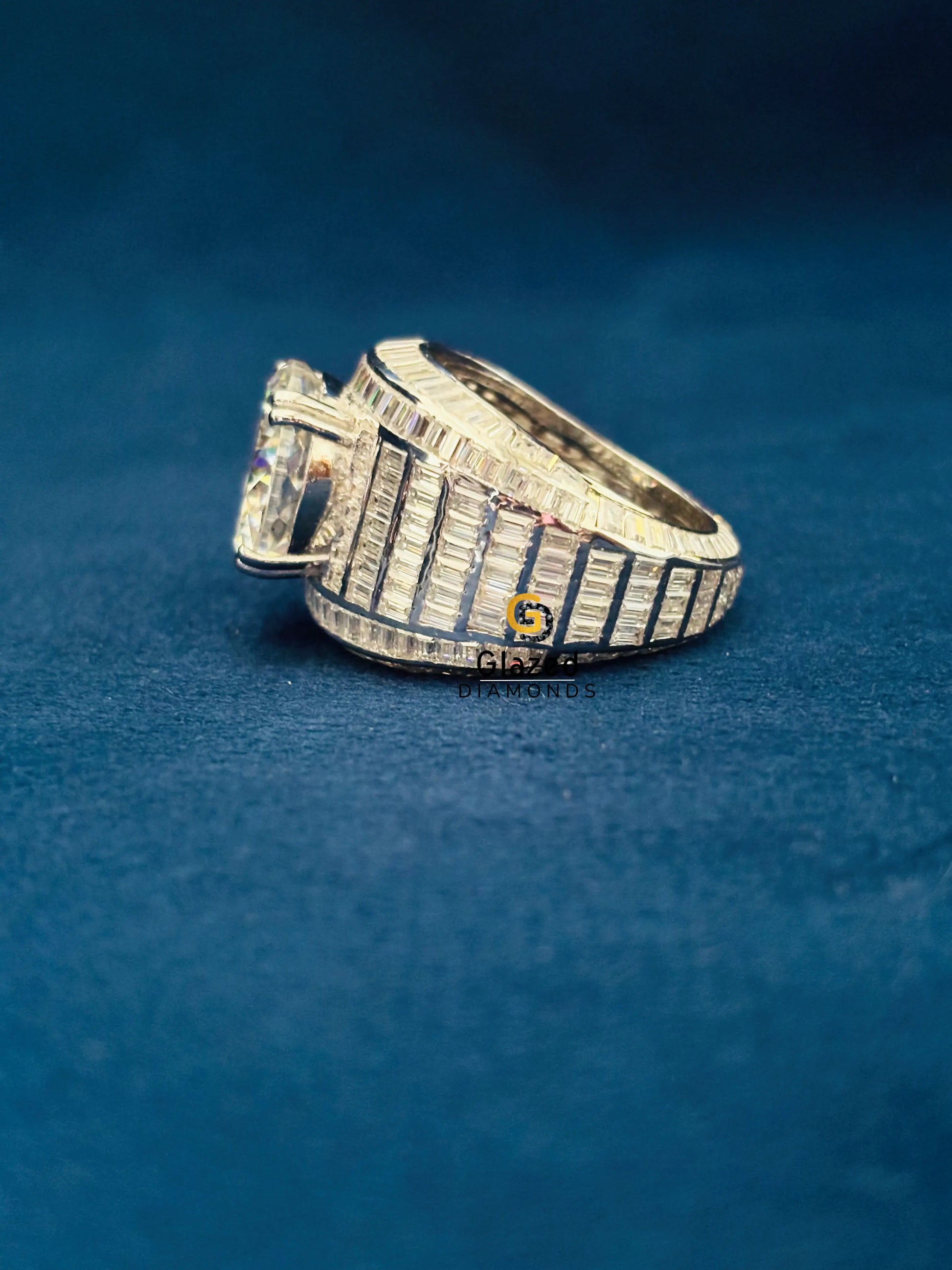 10CT Portuguese Cut Baguette Moissanite Ring For Men