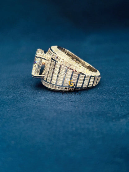 10CT Portuguese Cut Baguette Moissanite Ring For Men