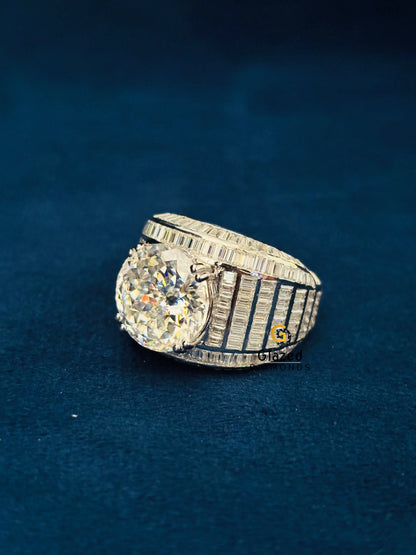 10CT Portuguese Cut_ Baguette Moissanite Ring