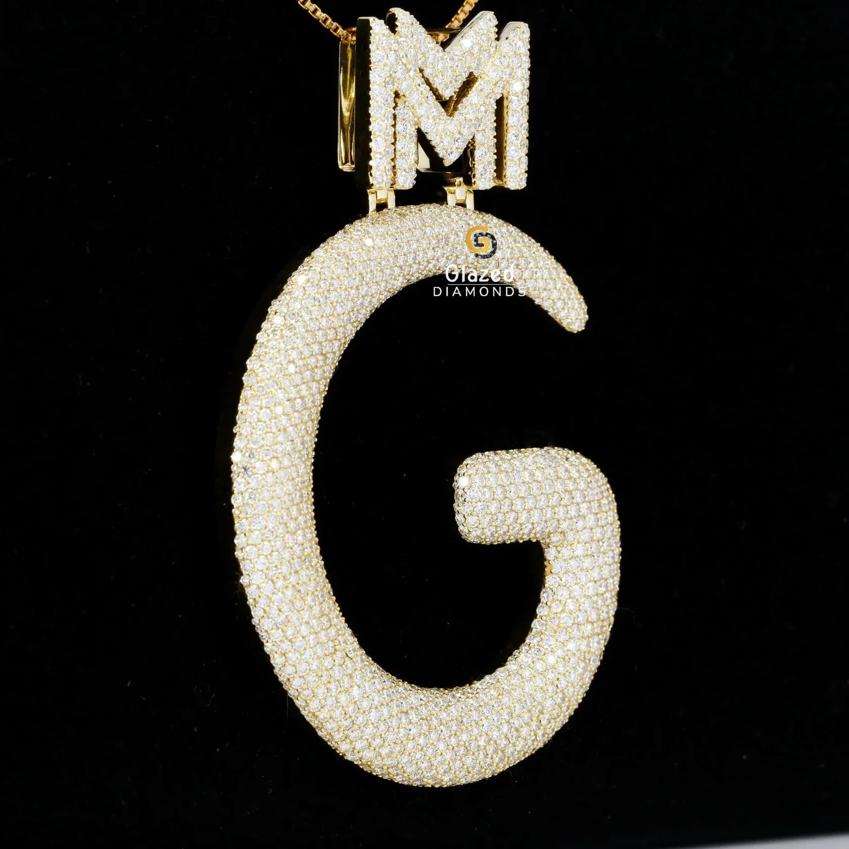 Hip Hop Style Initial G Letter Bust Down Moissanite Diamond Pendant