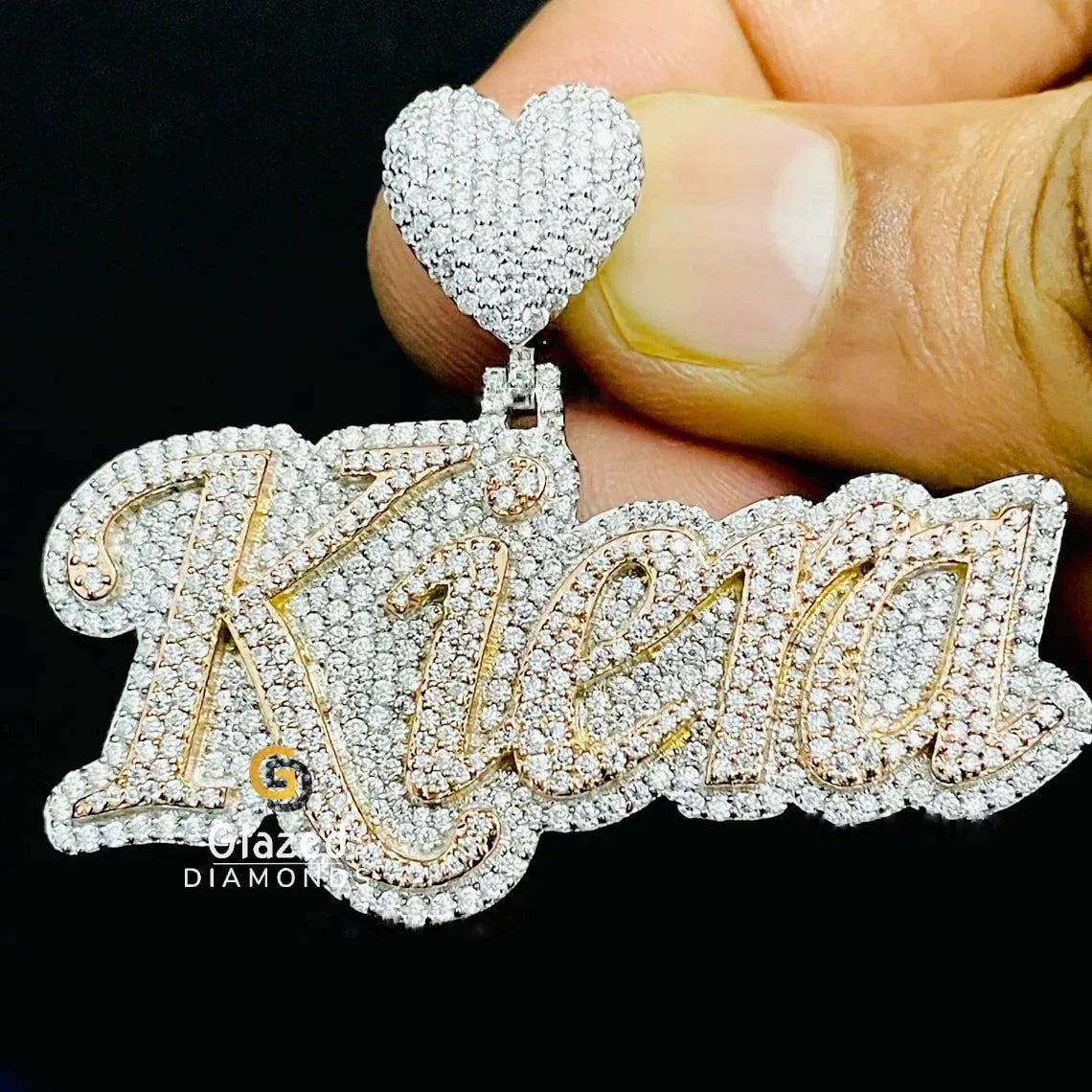 Two Tone Iced Out Custom Name Moissanite Hip Hop Pendant