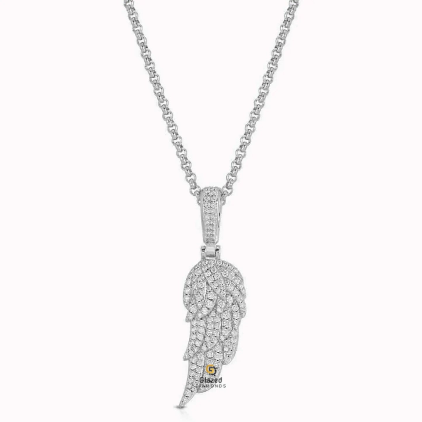 VVS Moissanite Diamond Iced Angel Wing Pendant