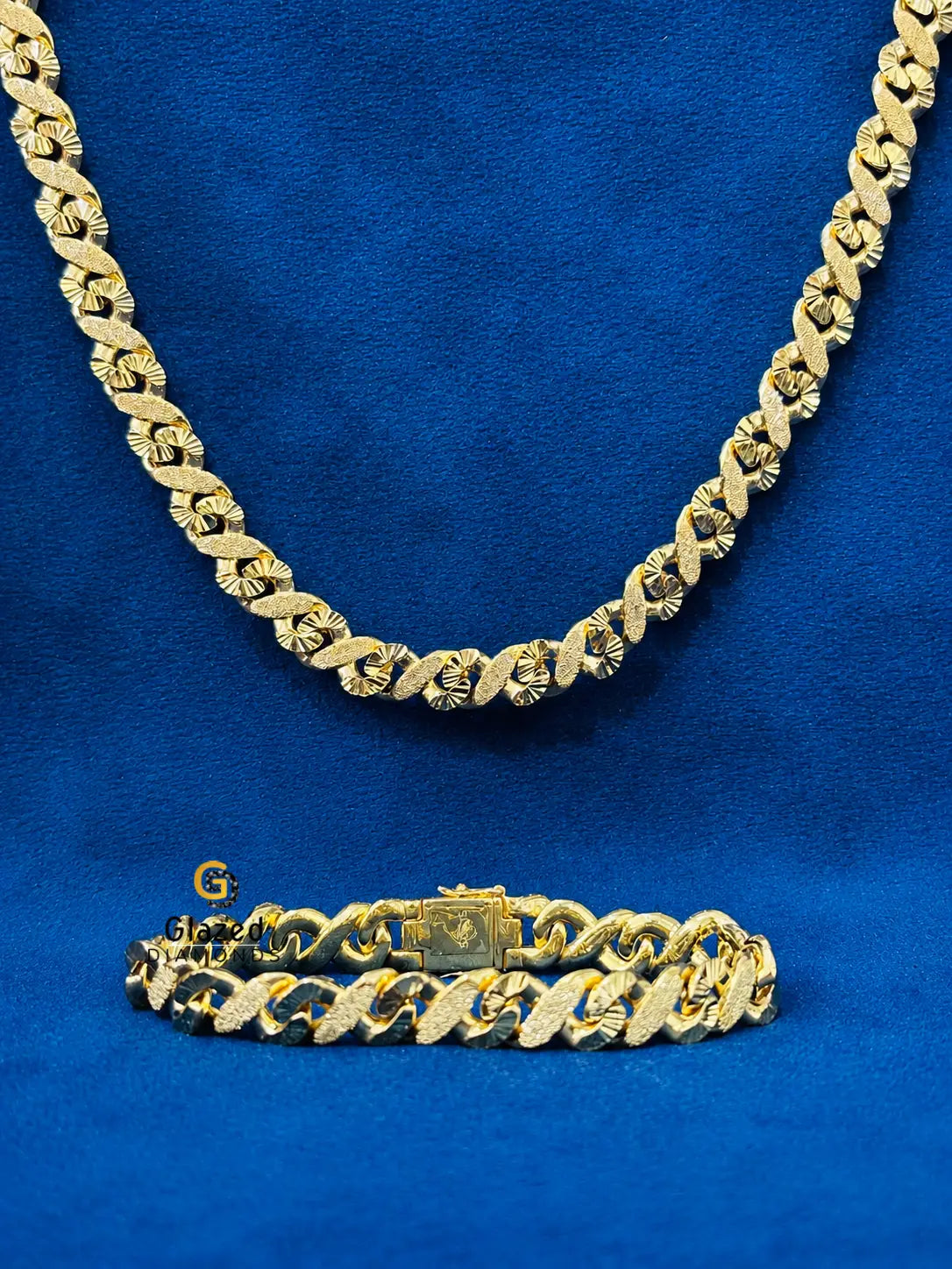 10MM Diamond Dust Cuban Link Chain And Bracelet
